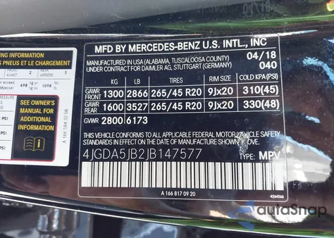 2018 Mercedes-Benz Gle 350 z USA, uszkodzony, nr VIN 4JGDA5JB2JB147577